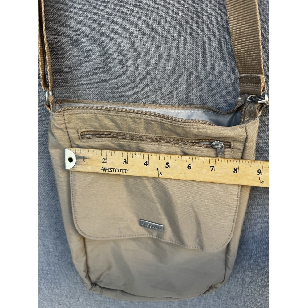 Baggallini Purse Handbag Town Bagg Beige/Brown Nylon Pockets Crossbody Travel - Picture 3 of 7